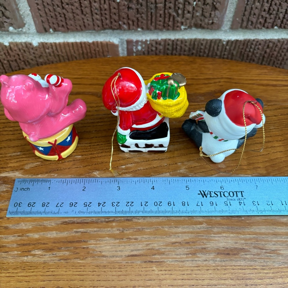 Care Bear BUNDLE Christmas Figurine Bundle Santa and Bear Ceramic Plastic VTG - Picture 5 of 6